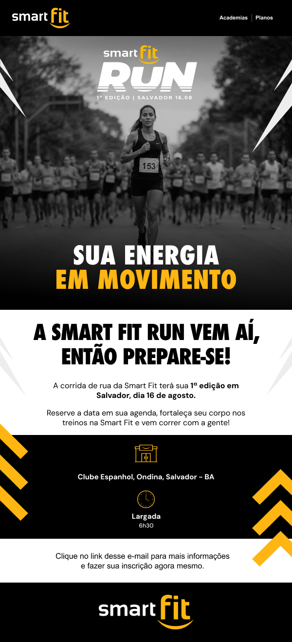 Salvador recebe a 1ª edição da Smart Fit Run no dia 16 de agosto em Ondina