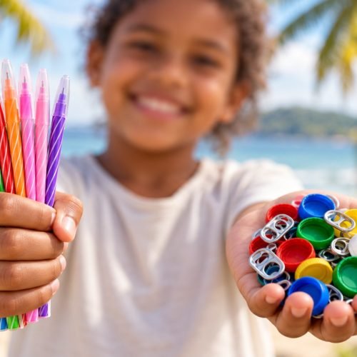 Com a troca de tampinhas por canetas escola de Vera Cruz promove imersão prática de alunos na economia circular