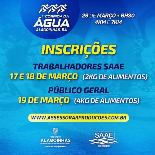 SAAE abre inscrições para a 1ª Corrida da Água em Alagoinhas