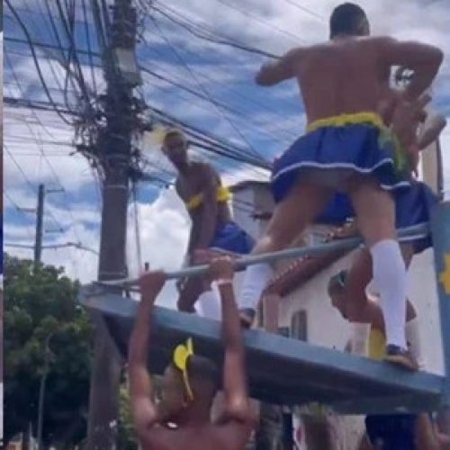 Comemoração termina em confusão: teto de ponto de ônibus desaba e gera revolta em Salvador