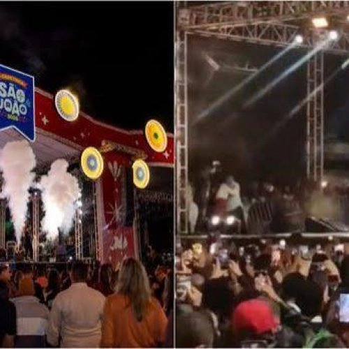 Noite de susto: palco cede em show de Amado Batista e assusta público em Itapetinga