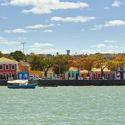 Colored houses at Porto Seguro coast - Bahia - Brazil