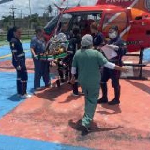 Bombeiros realizam remoção aeromédica na Ilha de Itaparica